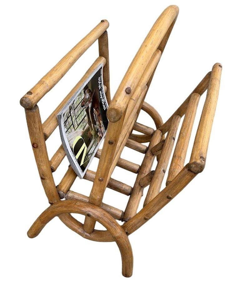 Restored Rattan Magazine or Log Holder