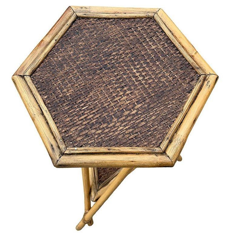 Restored Aesthetic Movement Tiger Bamboo Grassmatt Hexagon Plant Stand
