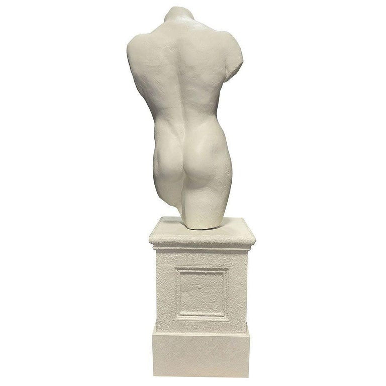 7' Tall Renaissance Style Male Bust Faux Marble Sculpture on Pedestal