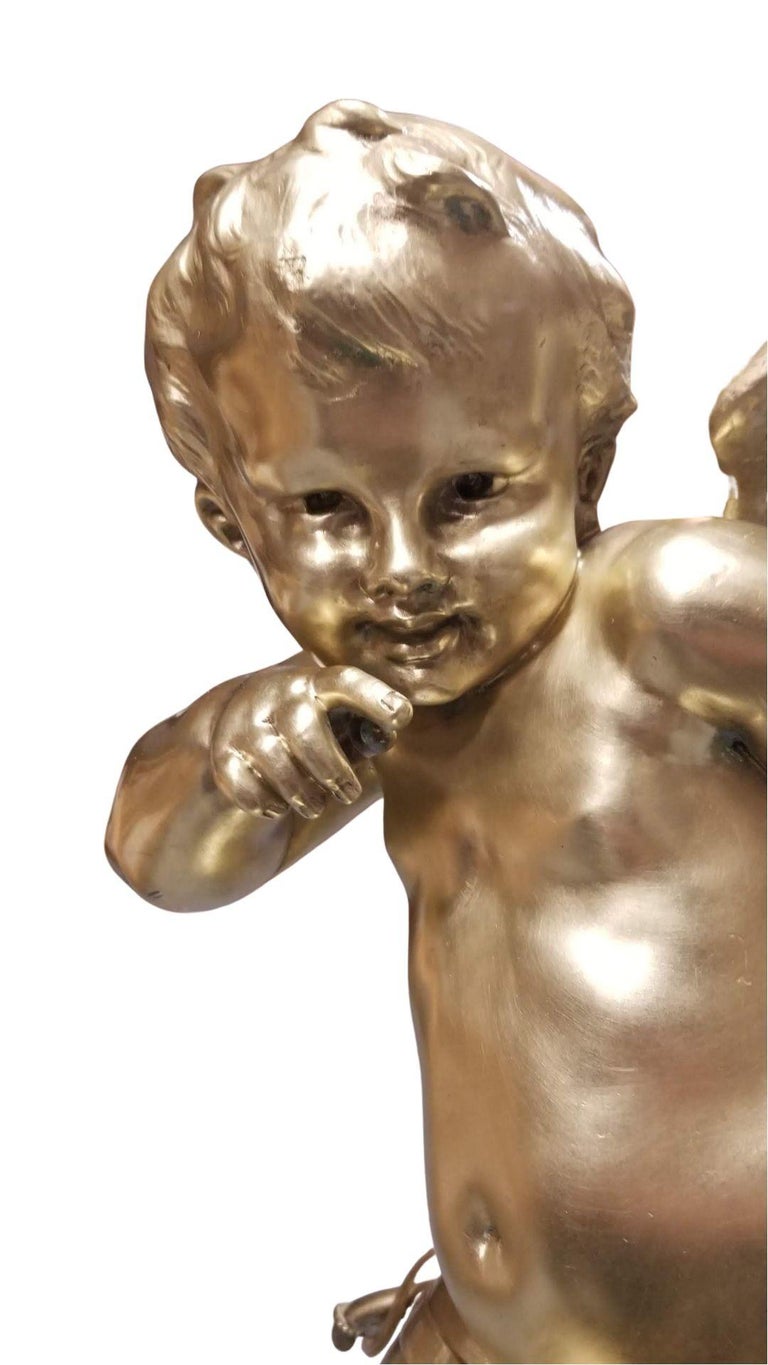 Restored Cherub Sculpture "Le Petit Malin" by Benoit Rougelet Converted Lamp