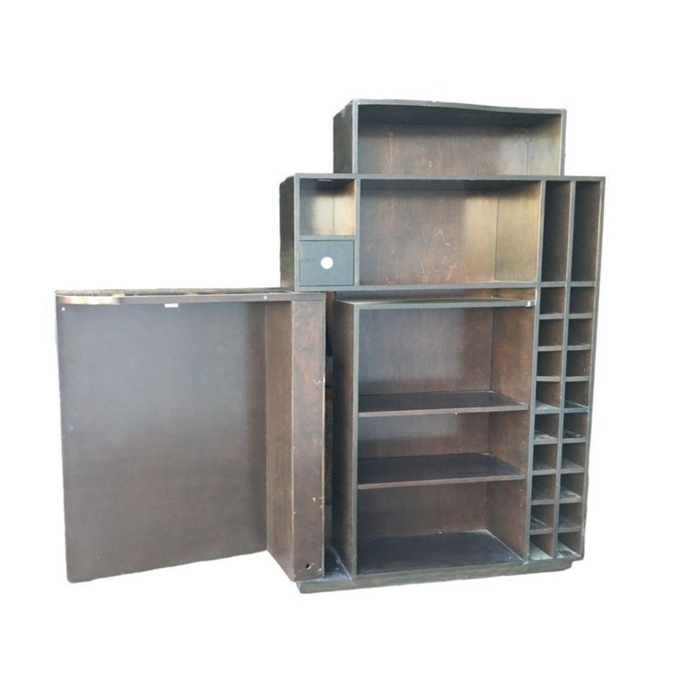 Postmodern Espresso Wood Dining Room Convertible Bar Cabinet, 1990