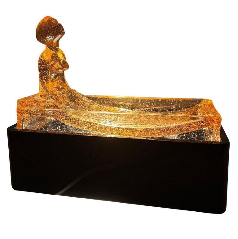 Art Deco H. Hoffman Style Peach Art Glass Table Lamp by Sarsaparilla