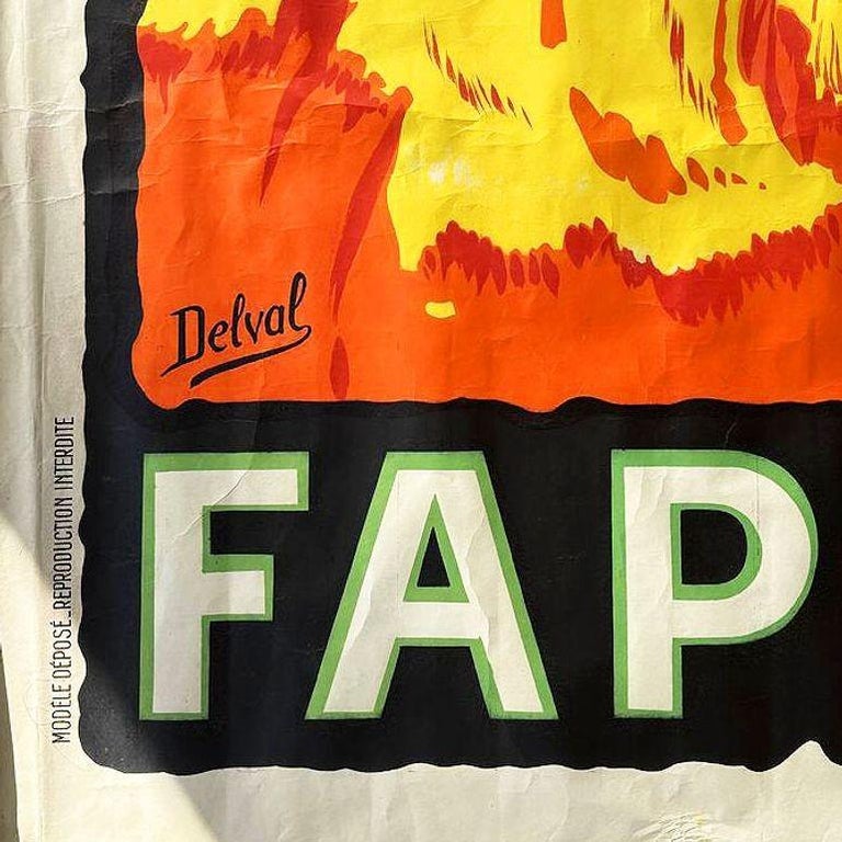 Large 5' Foot French Fap'Anis Drink Advertising Poster by Delval, 1935