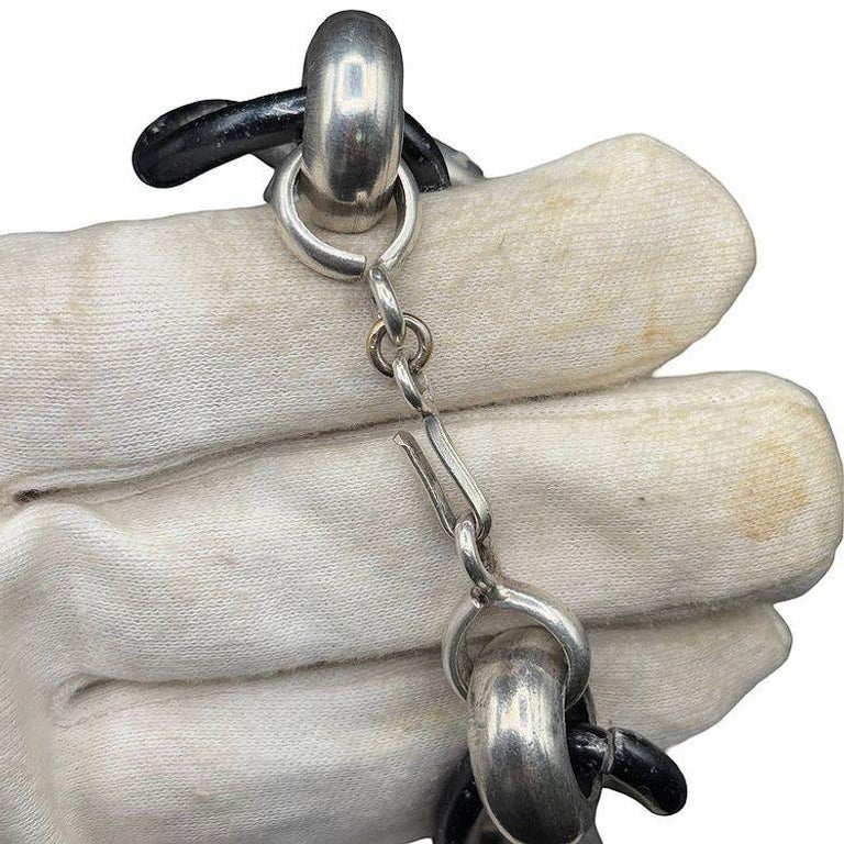 Avant Garde Sterling Silver Pomellato Link Chain Contored Gourmette Bracelet