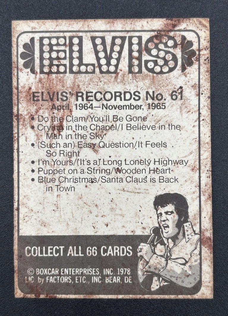 Vintage 1978 Elvis Presley Trading Card Set by Boxcar Enterprises