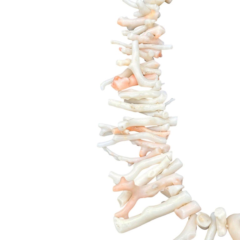 Coastal undyed Branch Angel Skin Coral Large Graduated Necklace Pale Pink