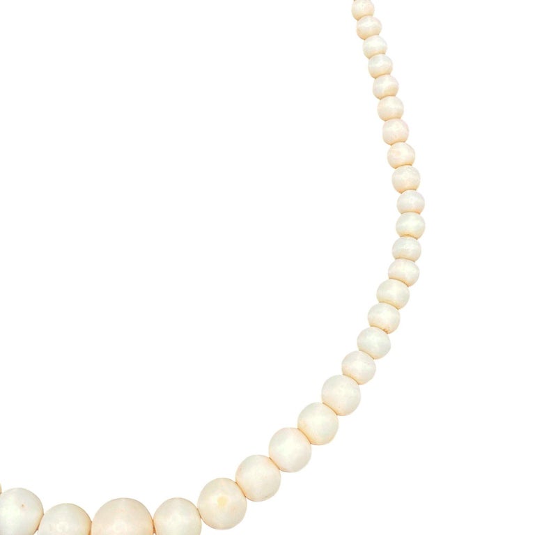 Hand shapped Angel Skin Coral Beaded Rope Tie Necklace