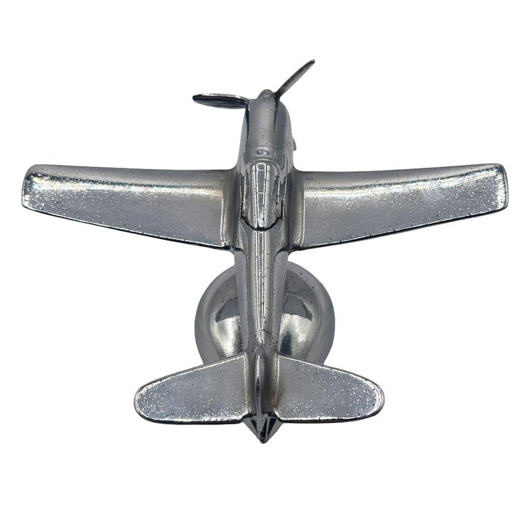 Art Deco Chrome Propeller P-51a Mustang Airplane Table Lighter by Hamilton