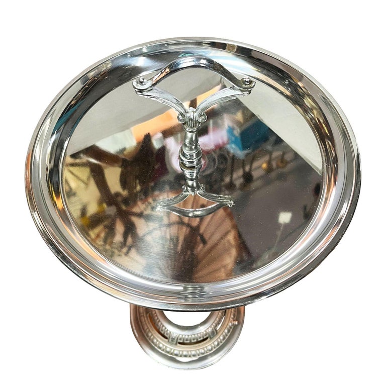 Chrome Streamline Art Deco Drink Side Glass Top Table w/ Light Up Base