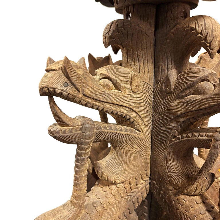 Anglo Indian Bombay Carved Serpent Wooden Blackwood Plant Stand