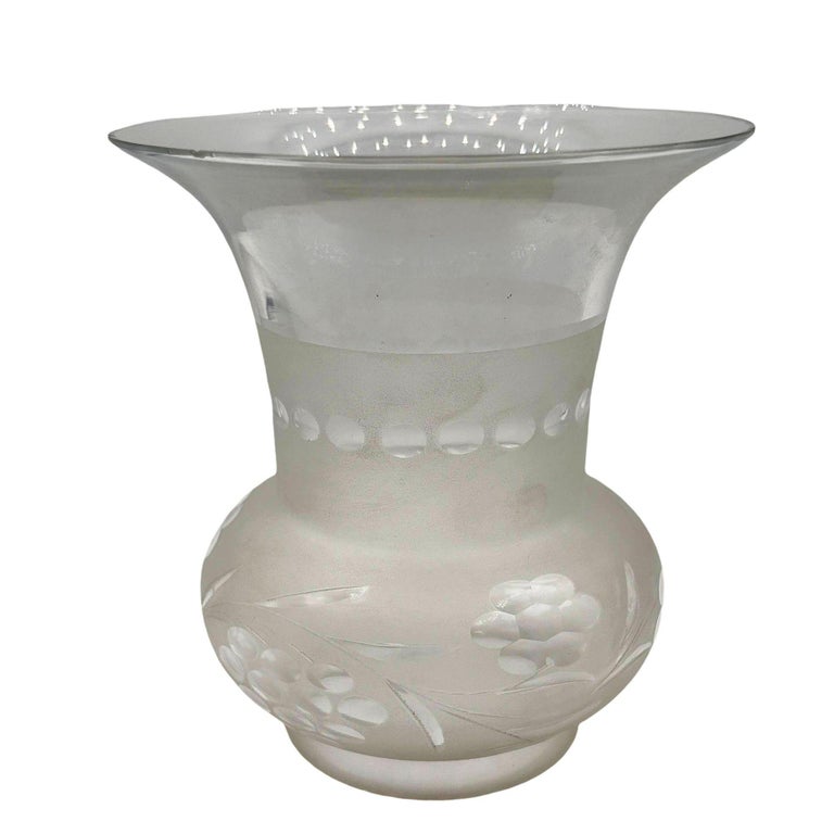 Victorian Two-Tone Frosted Wheel Cut Glass Oil Lamp Fluted Hurricane Shade