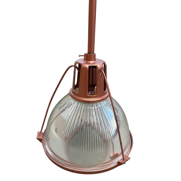 Mid Century Holophane Pendant Ceiling Light Copper-tone Finish