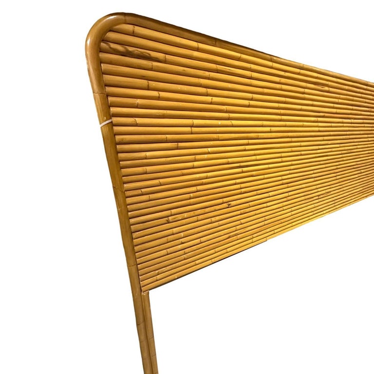 Restored 85" Wide Mid -century King Size Stacked Rattan Headboard