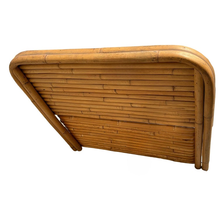 Restored Paul Frankl Style Mid-Century Stacked Rattan Bed Single Size Bed Frame