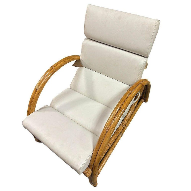 Restored MCM Rattan Double-Strand Half Moon Arm Lounge chair