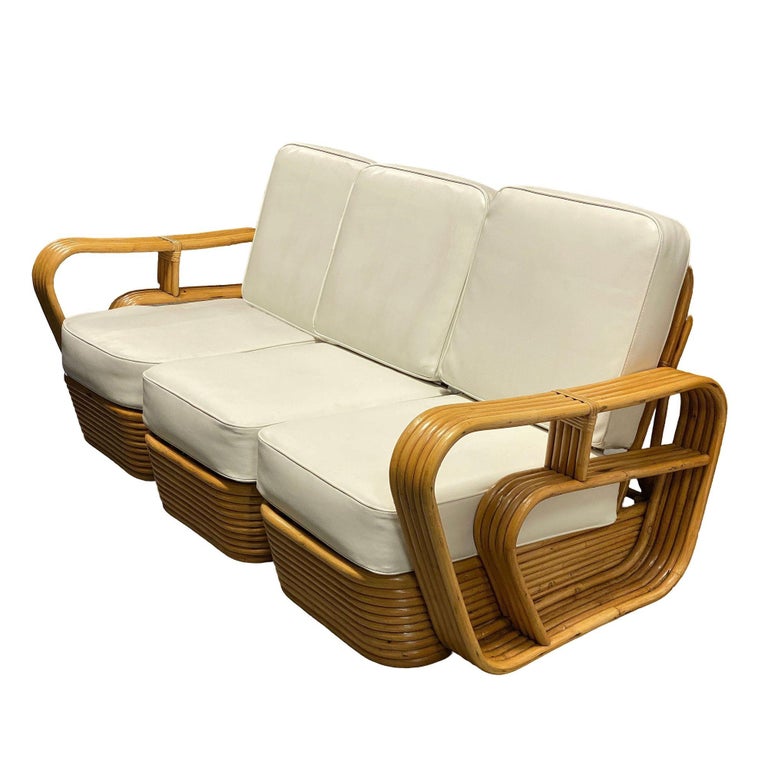 Restored 5-Strand Rattan "Double-Speed" Arm Sofa & Lounge Chair Living Room Set