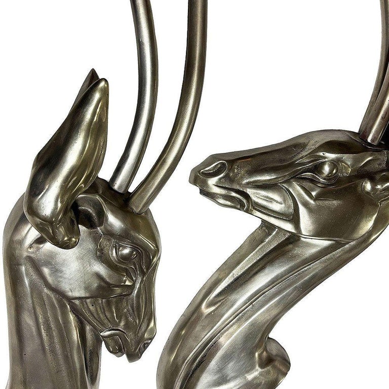 Modernist Polished Aluminum Gazelle Wall Sculpture Pair by Pendergrast