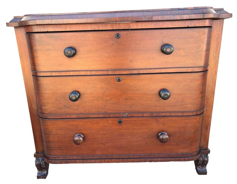 Late 19th Century Victorian Queen Anne Lowboy Dresser with Sculpted Front