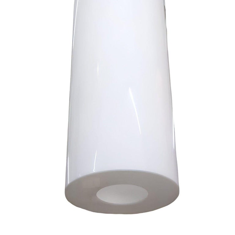 1958 Mid-century Modern Cylinder Acrylic & Steel Pendant, 2 Available