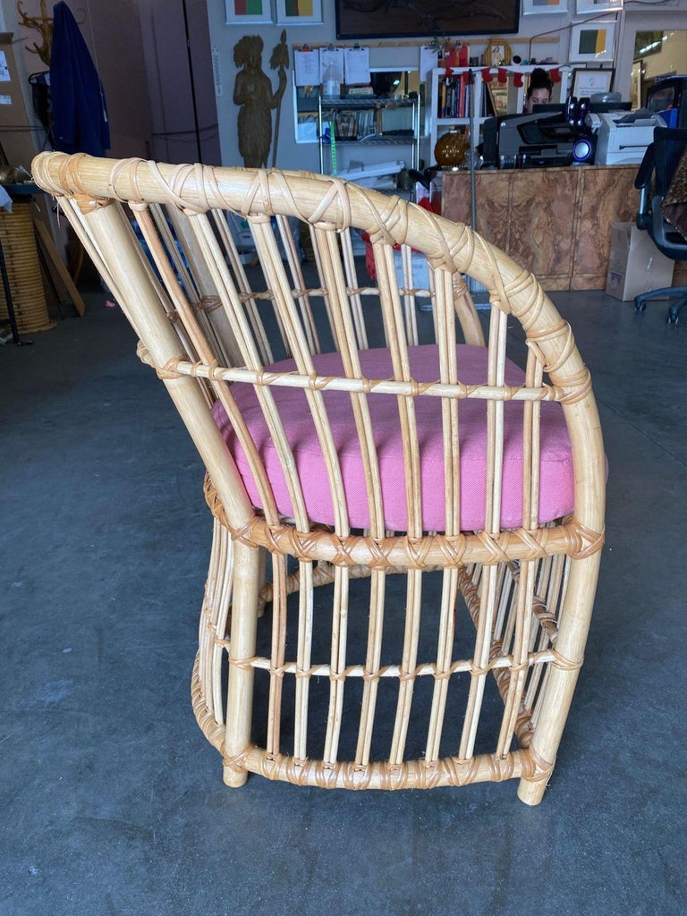 Restored 1970s Pencil Reed Rattan Armchair