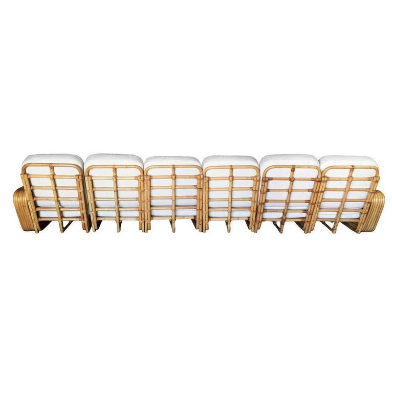 Restored Art Deco Six-Strand Square Pretzel Six-Seat Sectional Sofa