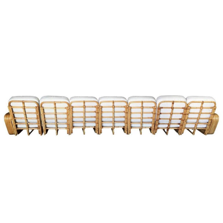 Restored Art Deco Six-Strand Square Pretzel Seven-Seat Sectional Sofa