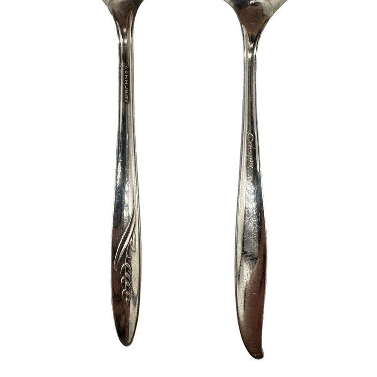 Mid-century "Silver Flower" & "Song of Autumn" Serving Spoons by Oneida Silver
