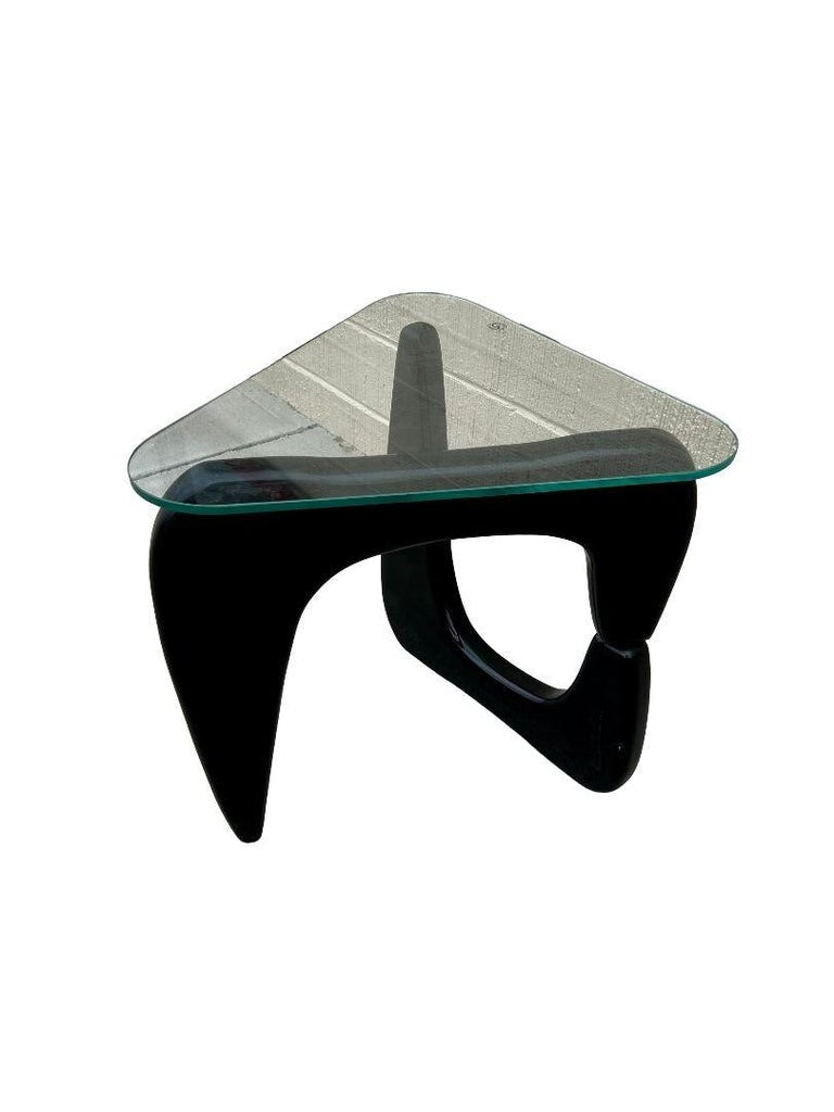 Noguchi Style Triangle Glass Top Narrow Side Table