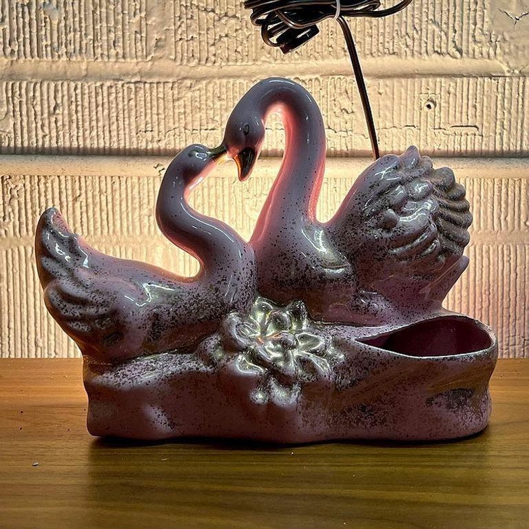 California Pottery Swan Love TV Planter & Lamp by Royal Fleet