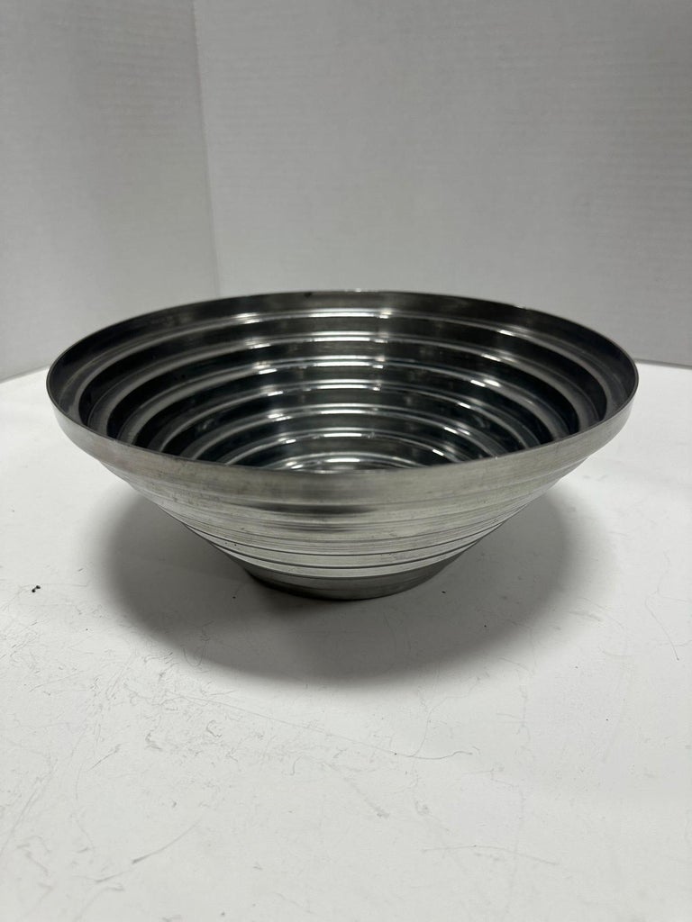 1980's Vintage Post Modern Stainless Steel Devo Maya Bowl Pewtertone by Mann