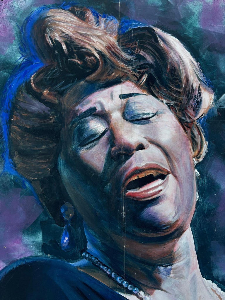 10' Foot Tall Oil on Canvas Portrait of Ella Fitzgerald
