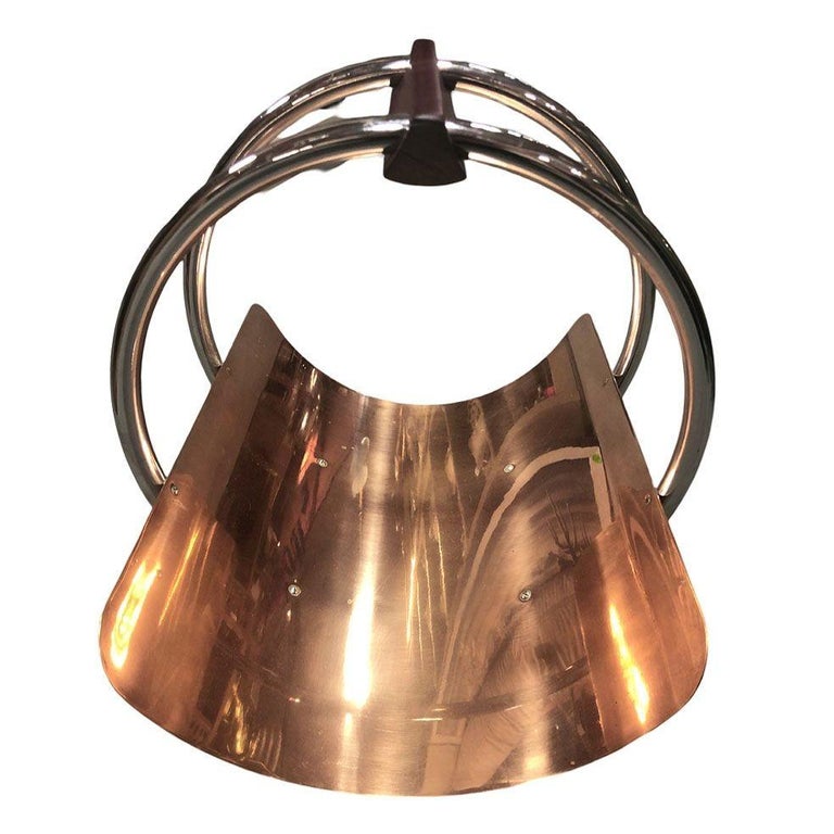 Art Deco Fireplace Log Holder Chrome and Copper by Leslie Beaton for Revere