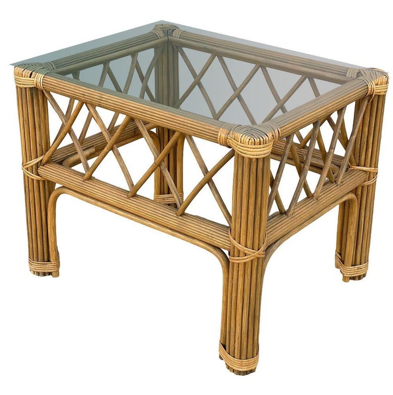 Art Deco "President" Stick Reed Rattan Coffee & Side Table set
