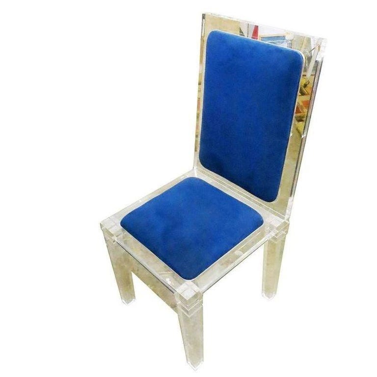 Midcentury Lucite Skyscraper Style Dining Chairs, Set of Six