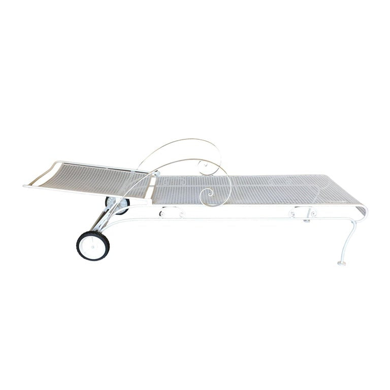 Mid-century Iron Mesh Outdoor/Patio Chaise Lounge by Woodard, Pair