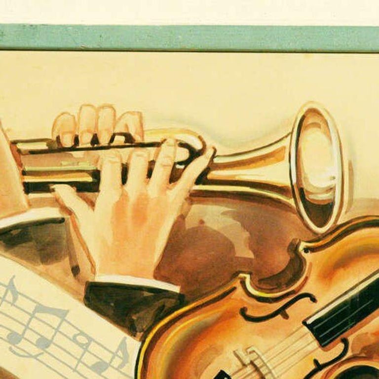Carlo of Hollywood "Jazz Band" Watercolor Painting