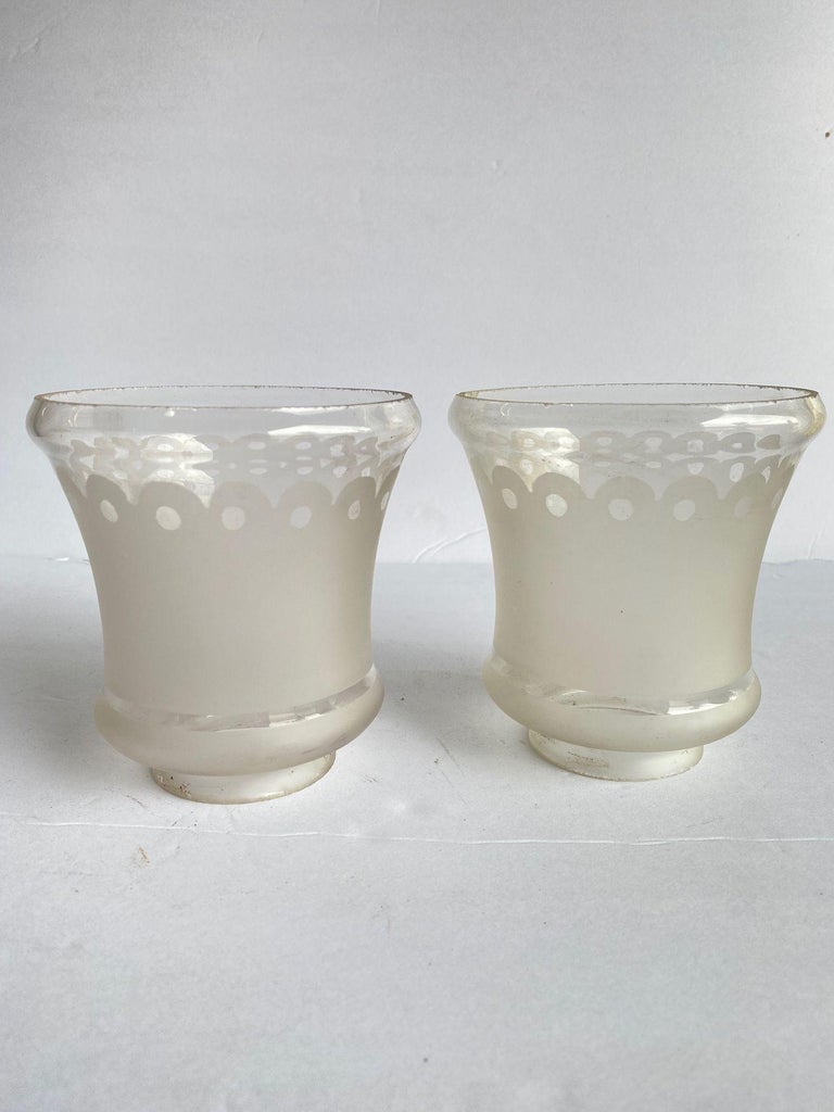 2 " Victorian Style Frosted Laced Hand Blown Glass Shades Six Available