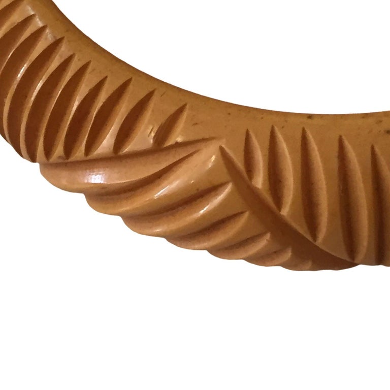Vintage Carved Butterscotch Bakelite Bangle, circa 1930s