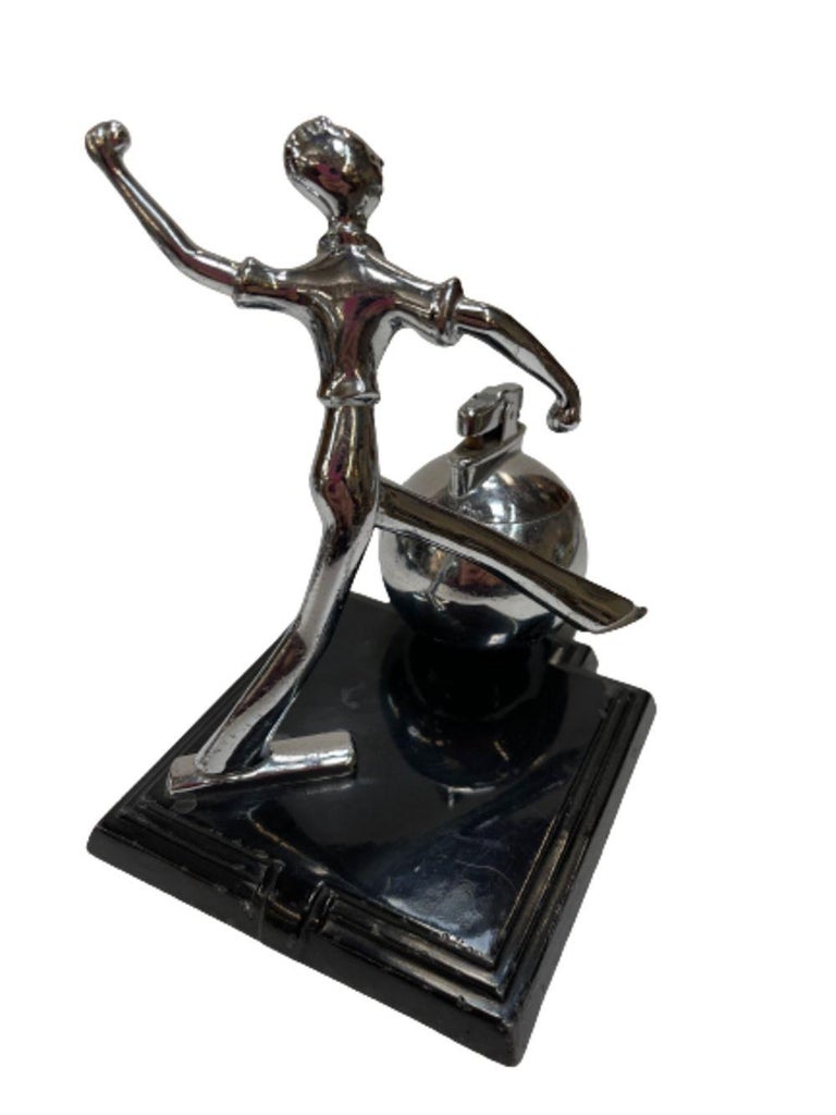 Art Deco Ball Player Table Table Lighter with Base by Ronson