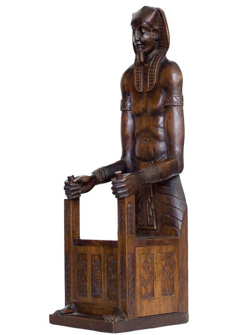 Carved Miniature Egyptian Pharaoh Amenhotep III Throne Jewelry Box