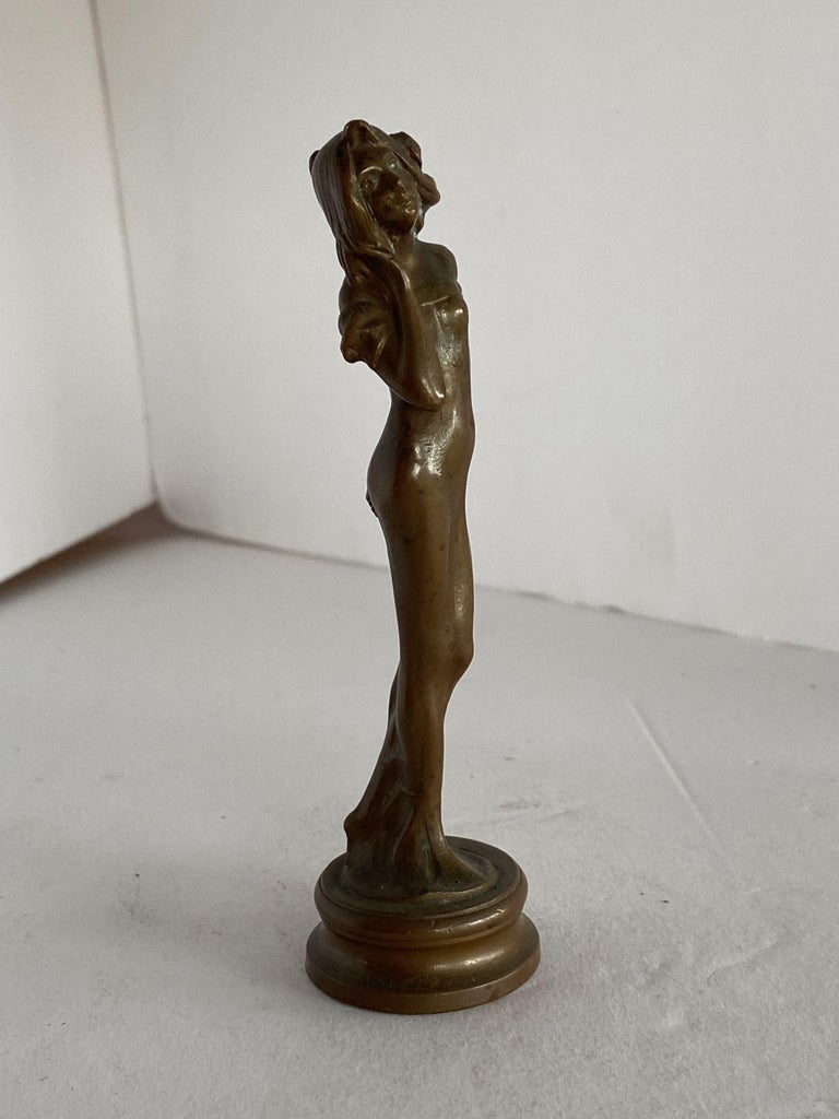 Bronze Female Nymph Art Nouveau Letter Wax Seal Stamp, France, 1900