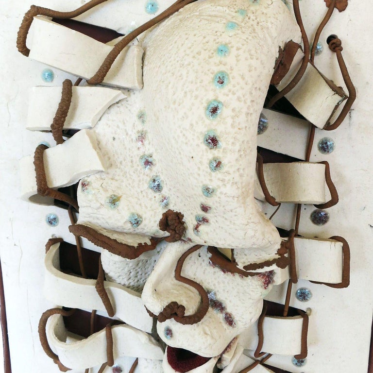 Postmodern "City Living ?" Art Pottery Figural Wall Sculpture