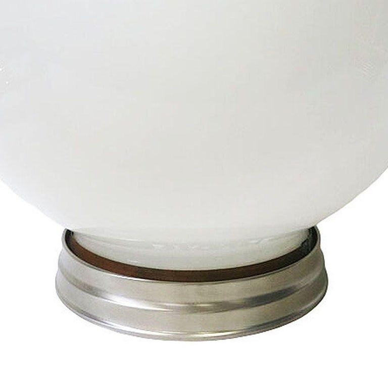 1930 Round Art Deco School House Milk Glass Ceiling Globe w Flush Celing Fixture