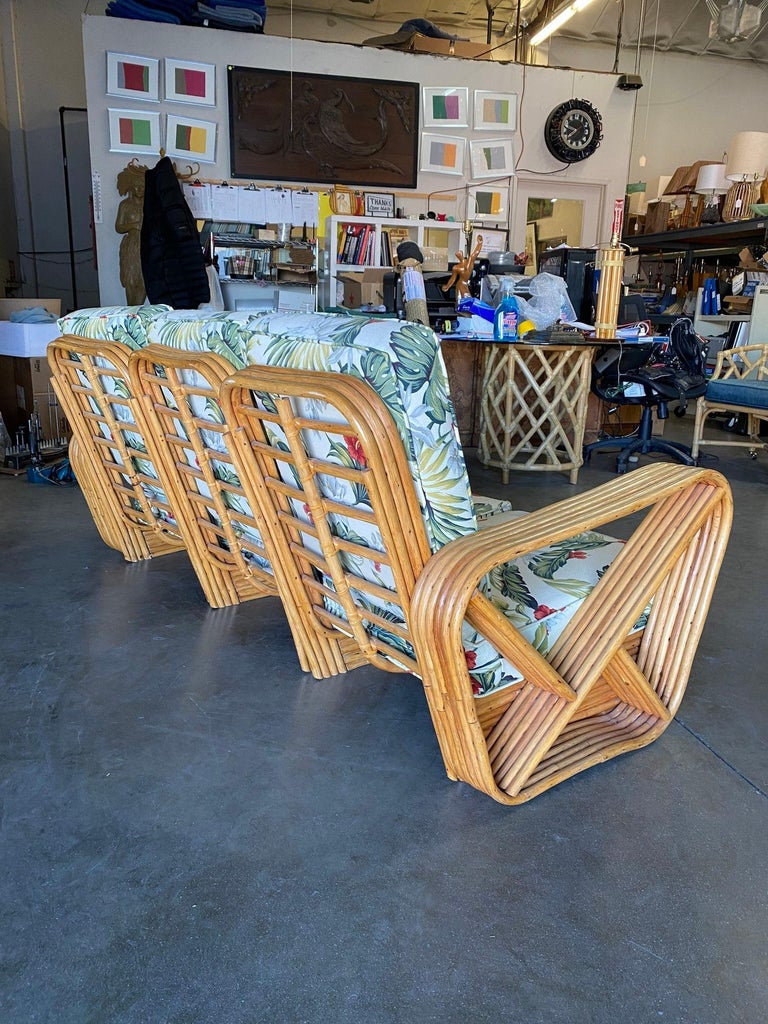 Restored Mid Century Six-Strand Square Pretzel Three-Seat Sectional Sofa