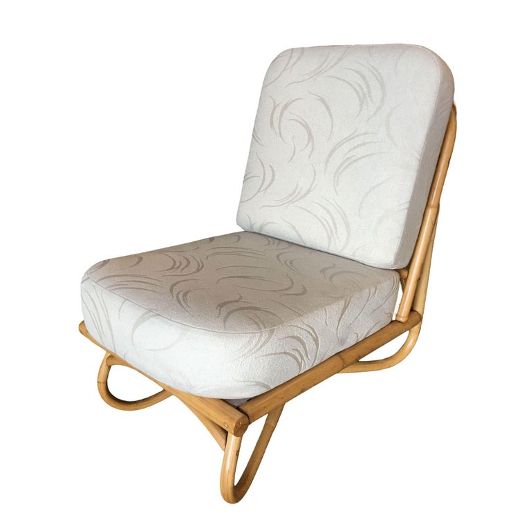 Restored Floating Rattan Lounge Chair in the Style of Paul Frankl