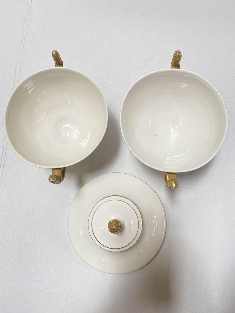 1910's Italian Ivory and Gold Sugar Holders/ Bowls with Lid