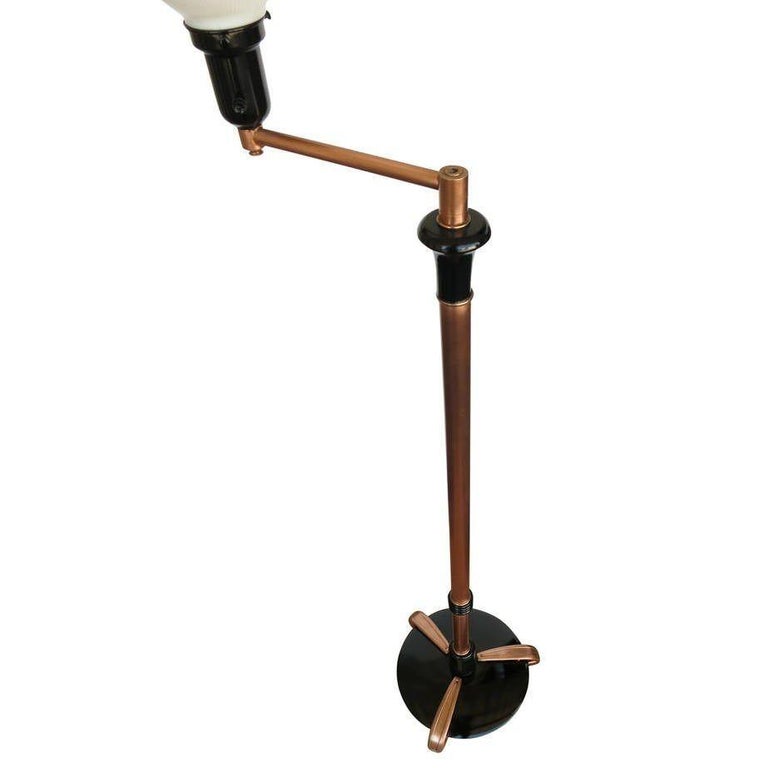 French Art Moderne Copper Swing Arm Floor Lamp