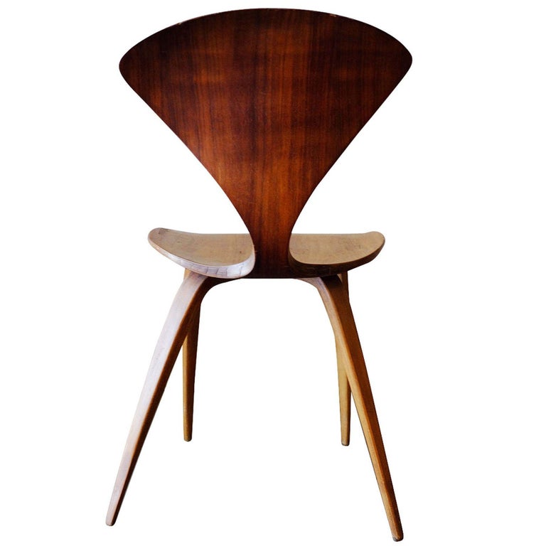 MCM Sculptural Bent Walnut Dining Chairs by Norman Cherner for Plycraft Set of 4