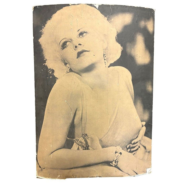 40" Tall Sepia Hollywood Starlett Photograph Jean Harlow Mounted to Pressboard