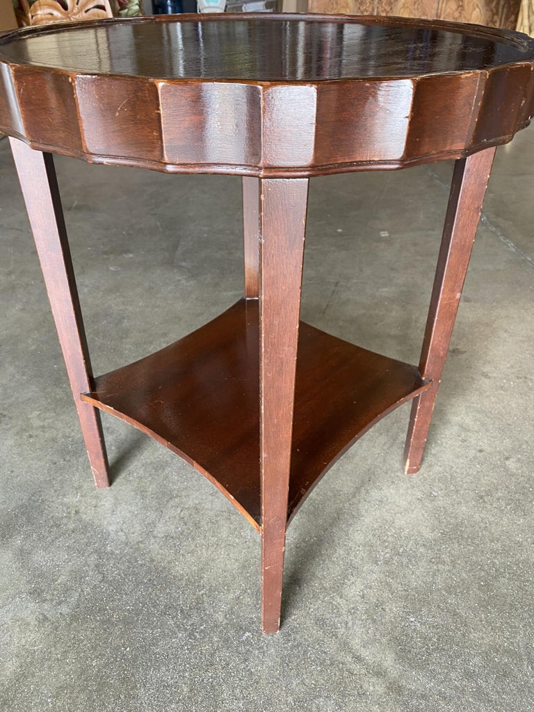 Round Art Deco Smoking Side Two-Tier Table with Bottle Cap Top